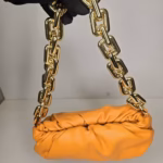 BOTTEGA CHAIN POUCH ORANGE LEATHER BAG